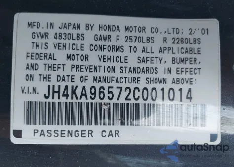 2002 Acura Rl 3.5 from USA, damaged, VIN JH4KA96572C001014